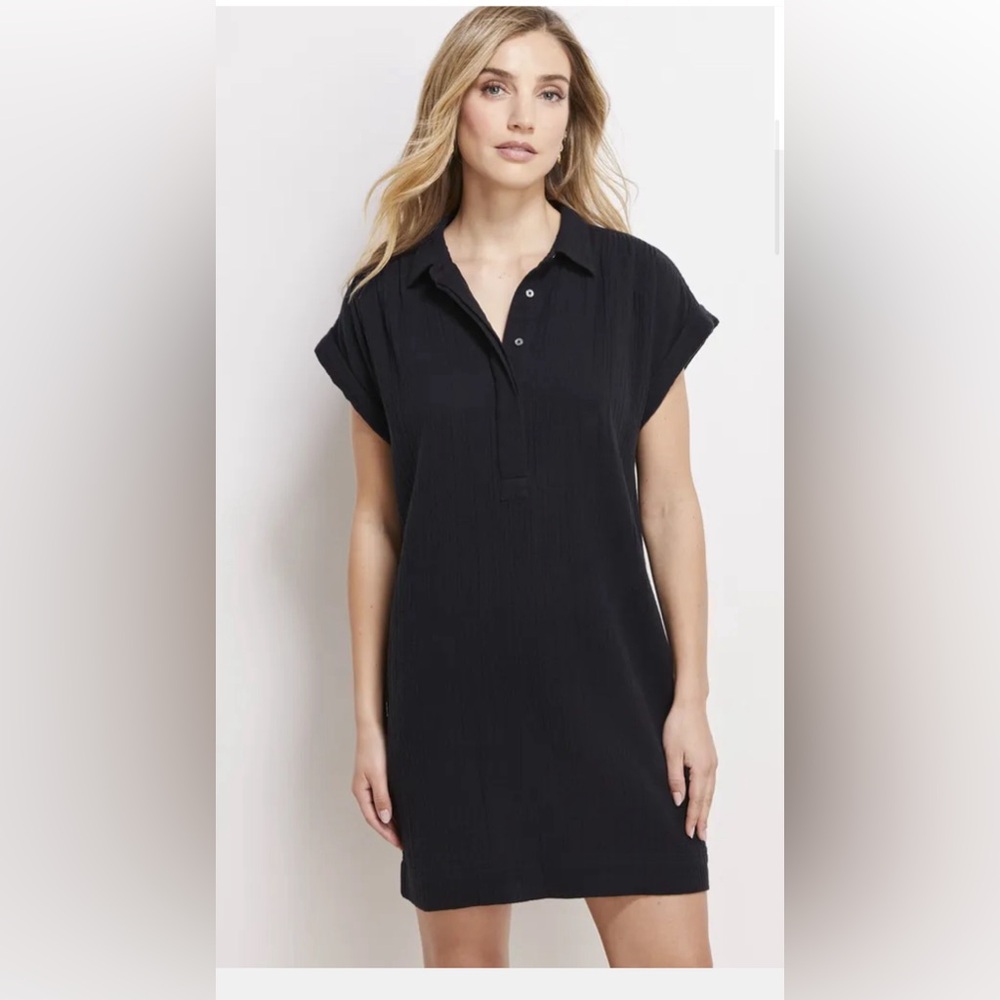 NWT - Vineyard Vine Seastich Margo Shirt Dress (Double Gauze) - Medium - Black